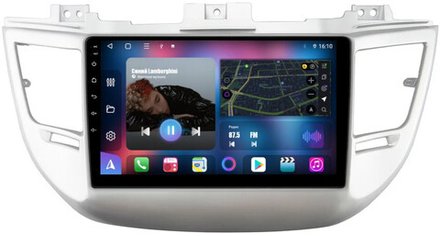Магнитола для Hyundai Tucson 2016-2018 (рамка серебро) - FarCar 546M монитор 9" QLED на Android 13, 8-ядер, CarPlay, 4G SIM-слот