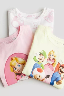 H&M Набор из трех футболок с принтом, розовый