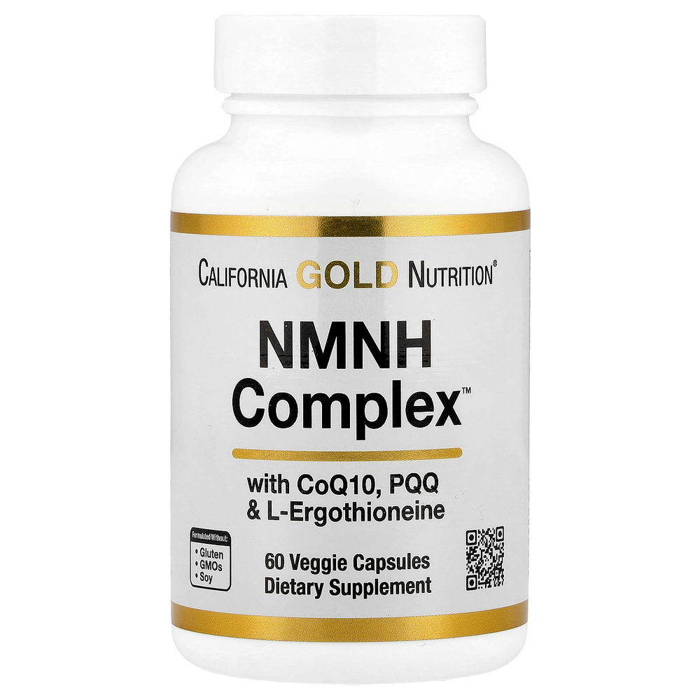 California Gold Nutrition, NMNH Complex, комплекс с коэнзимом Q10, PQQ и L-эрготионеином, 60 вегетарианских капсул