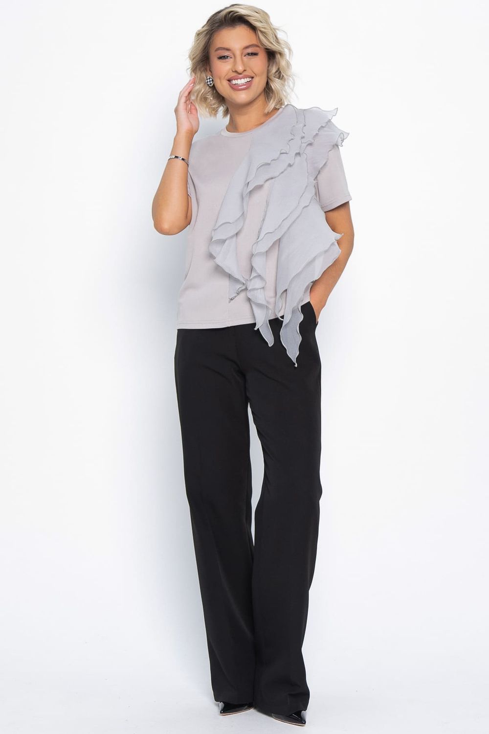 Блуза праздничная Риана ХИТ (серо-бежевая) Б15079-5М LT Collection