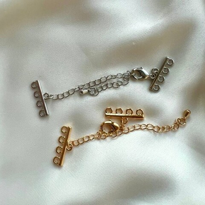 0237-р Разветвитель на 4 нити с карабином 20*5 мм, родий