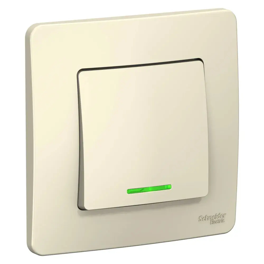 BLANCA С/У 1-клавишный ПЕРЕКЛЮЧАТЕЛЬ (сх.6) с подсв., 10А,250В, МОЛОЧНЫЙ