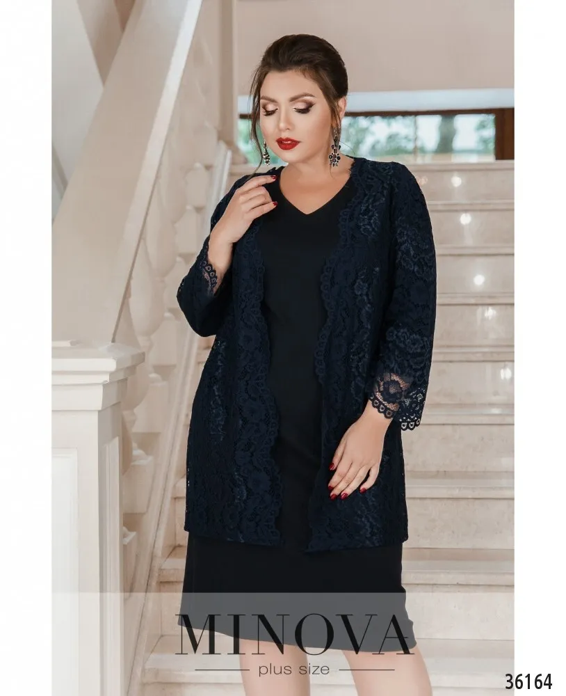 Платье 389-1-синий Minova