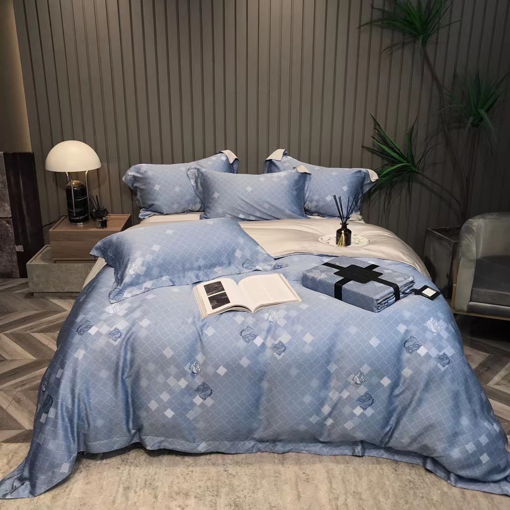 Постельное белье из тенселя Lined Blue