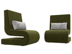 Кресло Волна (2 шт.), Зеленый/Серый, Микровельвет\Велюр, 115671