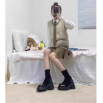 FANNAISHI PU Ankle Boots 7cm Women"s Black