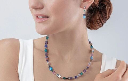 Серьги-пусеты Coeur de Lion Turquoise-Purple 2839/21-0608 цвет синий, голубой, серебряный