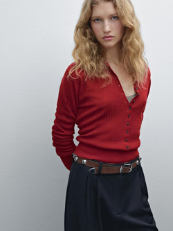 Massimo Dutti Брюки прямого кроя из тонкой шерсти, темно-синий