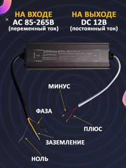 Блок питания наружный 220В / 12В / 100W / IP67