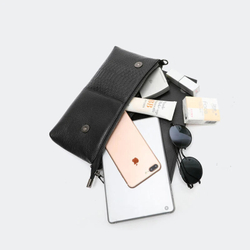 Женская сумка черная через плечо из мягкой искусственной кожи