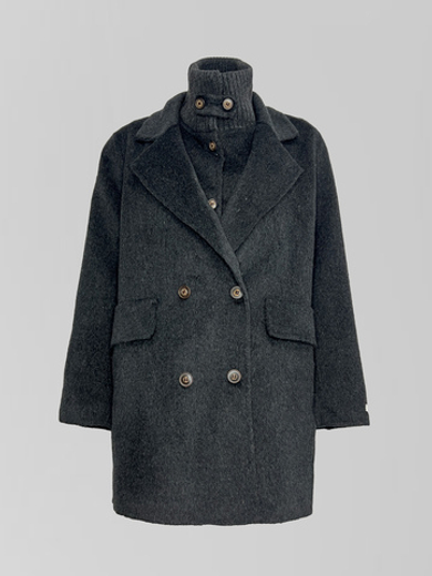 Пальто Monroe 8166 укороченное со встроенным жилетом и вязаным воротником