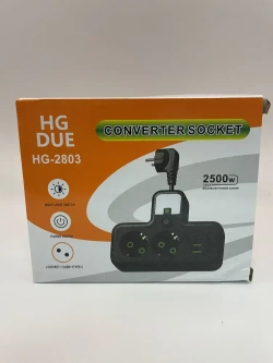 Разветвитель электрический, черный, 2 розетки, 2 USB, 1Type-C гибкий провод