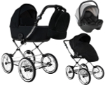 Детская коляска Roan Bass Next Classic d14 2.0 3 в 1 с автокреслом Pituso Baesa Pro Black,Beige Canopy BSNC/95/2 Caviar/Black/руч.Cappuccino