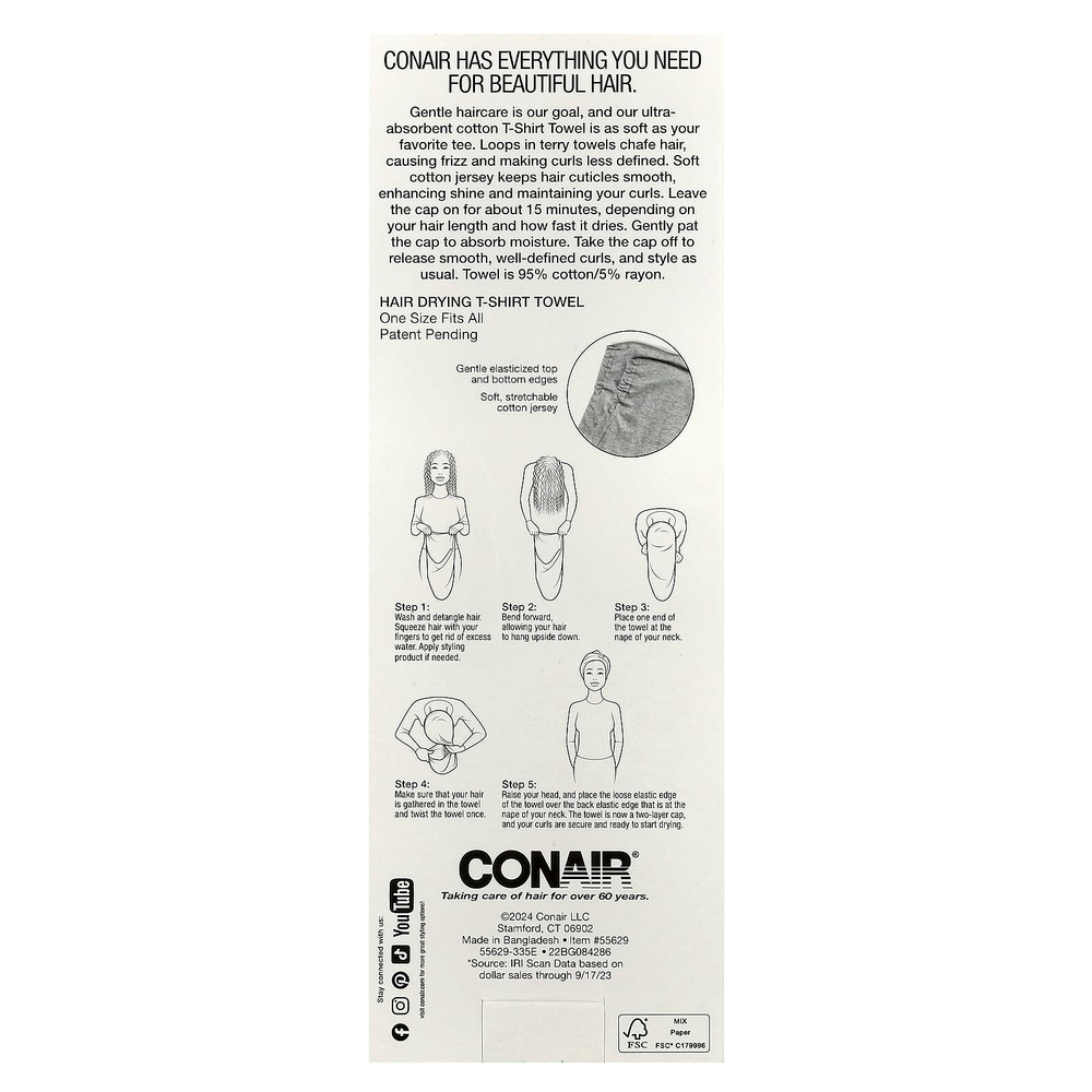 Conair, Twist & Wrap, полотенце-майка, 1 шт.