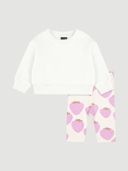 Комплект Mjölk Свитшот Ecru/Легинсы Strawberry