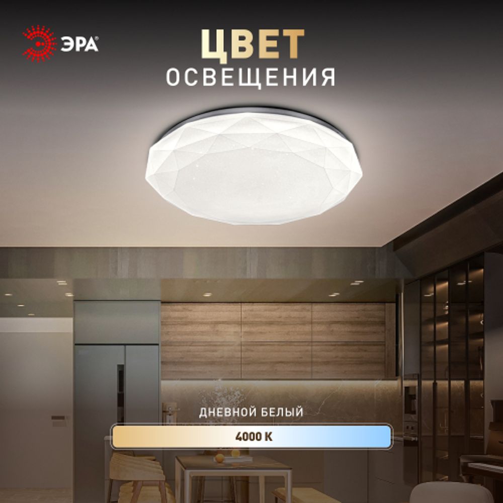 Светильник потолочный светодиодный ЭРА Классик без ДУ SPB-6 Slim Sparkle 36W-4K 4000K