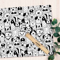 Ткань поплин силуэты собак