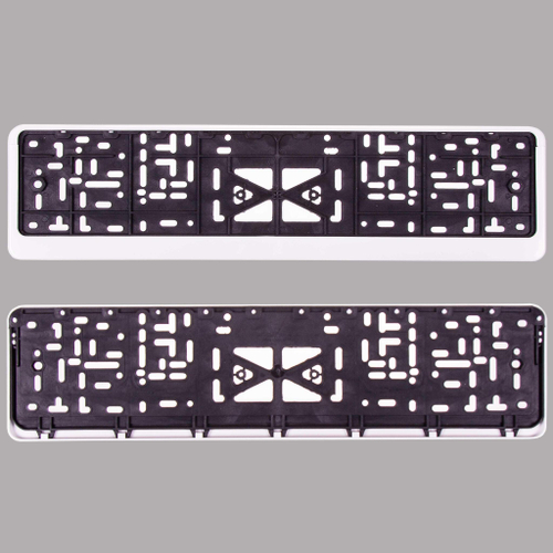 Рамка номерного знака без надписи с защелкой полированная белая Skyway