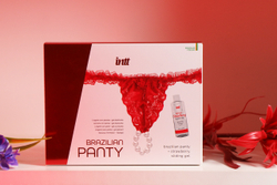 Набор Brazilian Panty Sliding Gel Strawberry + повязка (красная)