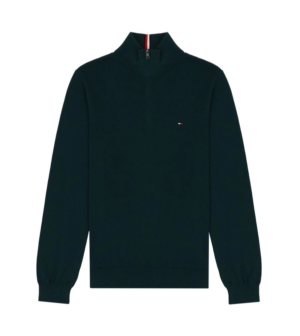 Свитер Tommy Hilfiger Solid Logo Quater-Zip Cypress Green