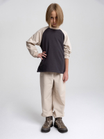 Свитшот прямой Mjölk Steel Grey/Beige, с рукавом реглан