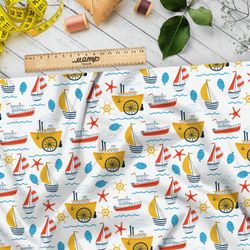 Ткань саржа детские кораблики