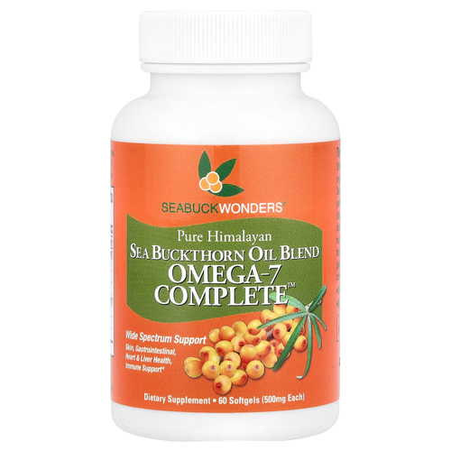SeaBuckWonders, Omega-7 Complete™, смесь облепиховых масел, 60 капсул (500 мг в 1 капсуле)