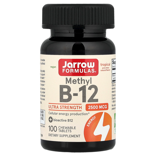 Jarrow Formulas, Метил B-12, тропический, 2500 мкг, 100 жевательных таблеток