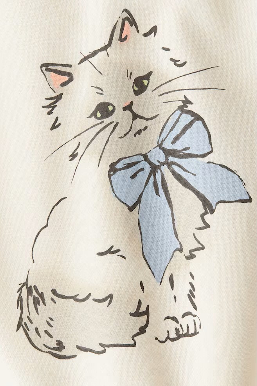 H&M Толстовка с круглым вырезом и принтом, кремовый