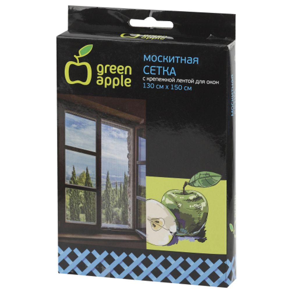 GBN001 GREEN APPLE Москитная сетка для окон 130*150см (сетка + крепежная лента) | GREEN APPLE