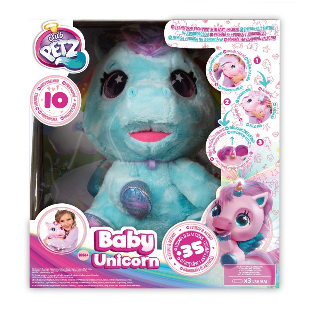 Игрушка интерактивная IMC Toys Club Petz Волшебный малыш Единорог, голубой 93881/голубой