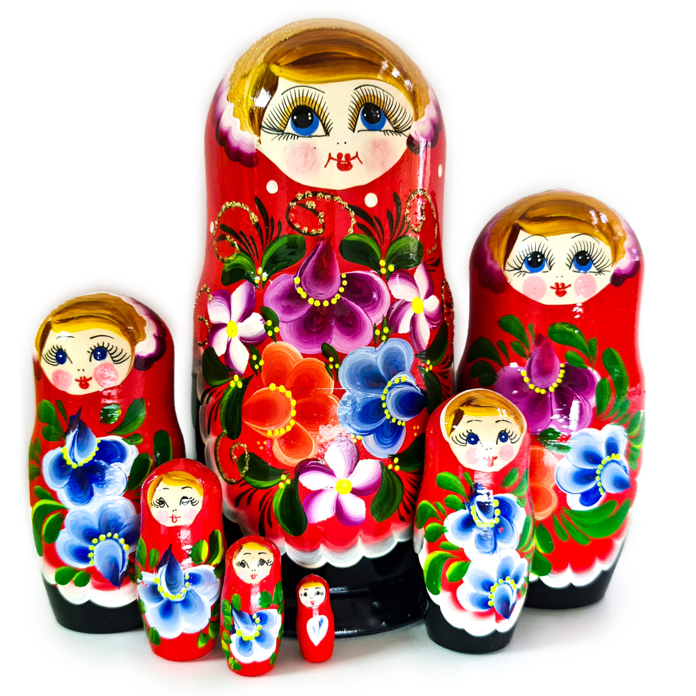 Сувенир Матрешка 200*d100мм 7 кукол красно-чёрная