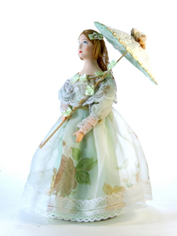 Кукла коллекционная Барышня в летнем платье с зонтиком 19 века