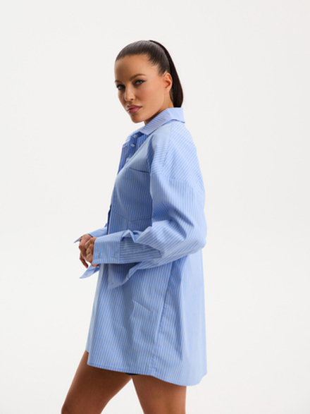 Рубашка в полоску, цвет голубой