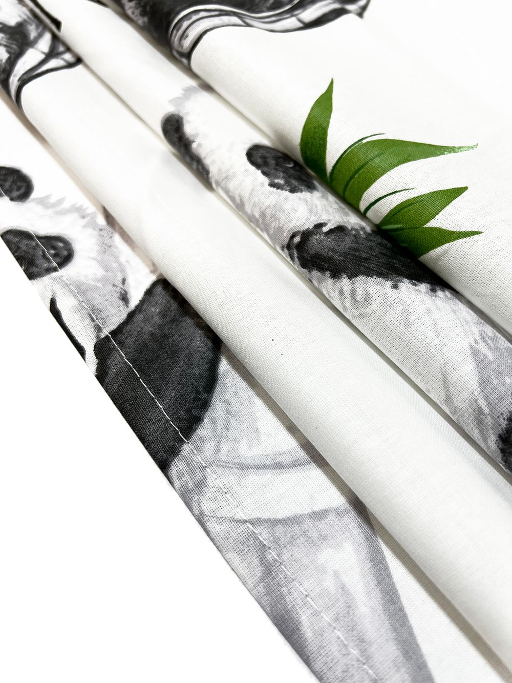 Постельное белье перкаль Сказка "Панды" 2-спальное Наволочка 50х70 см 2 шт Простынь на резинке 160x200 см Пододеяльник 175x215 см