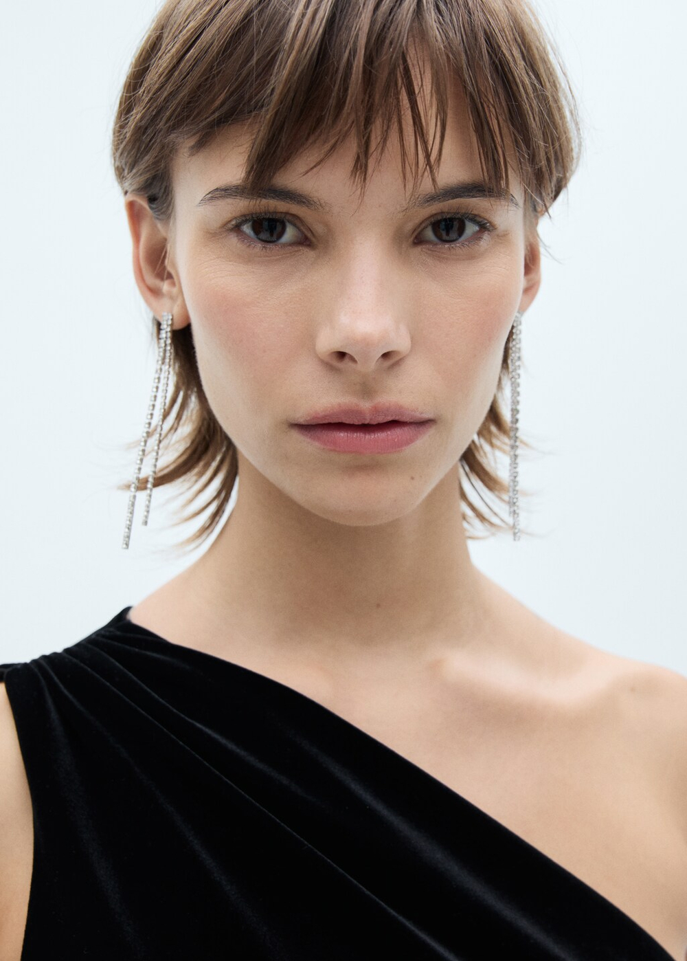 Серьги-нити с кристаллами