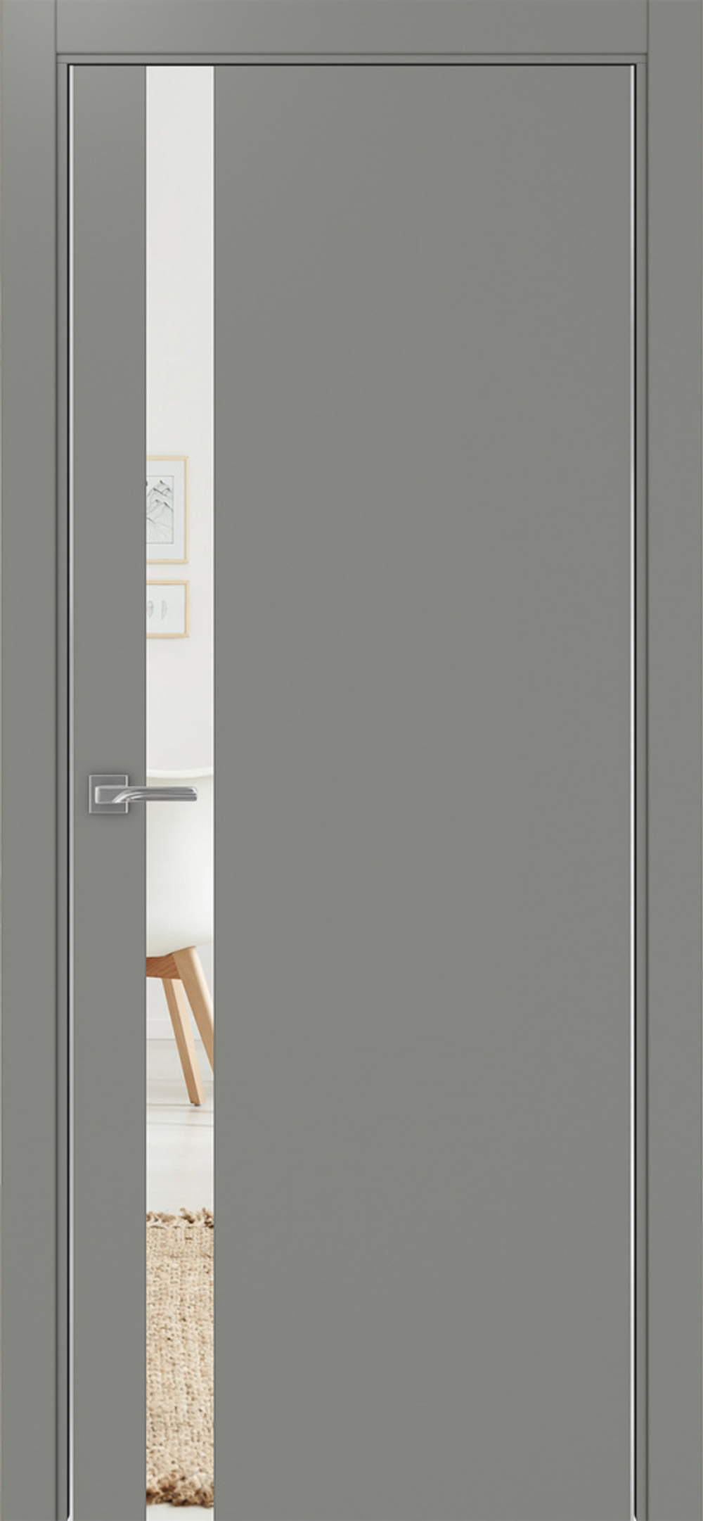 Межкомнатная дверь Optima Porte НЕАПОЛЬ 211 Зеркало, Алюминиевая кромка SC (матовое серебро) с 2-х сторон