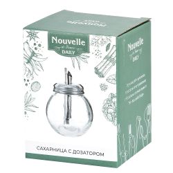 Сахарница с дозатором d=9см h=11см v=250мл (стекло/металл) (подарочная упаковка)