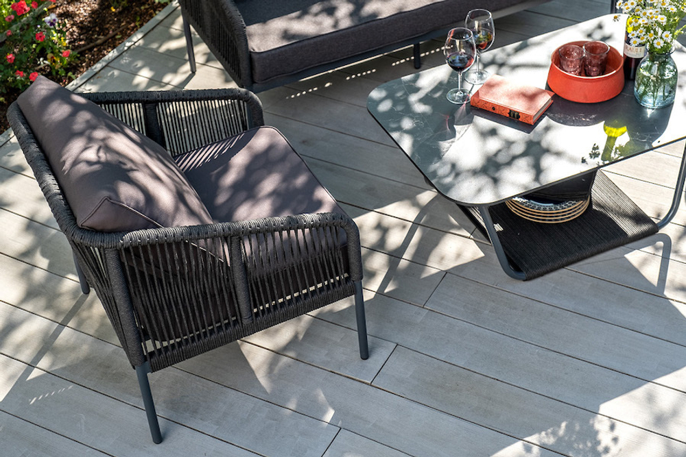 "Канны" лаунж-зона 4-местная плетеная из роупа (веревки), цвет темно-серый