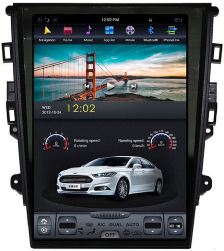 Магнитола для Ford Mondeo 5 2014-2019 (без SYNC) - Carmedia ZF-1201M-Q6 вертикальный экран 12.1" в стиле "Тесла" на Android 11, 8Гб+128Гб, CarPlay, 4G SIM-слот