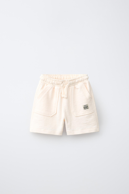 ZARA ОДНОТОННЫЕ ШОРТЫ ИЗ КРЕПА, ЭКРЮ