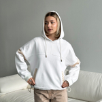 Худи OVERSIZE REGULAR из хлопка и шёлка МОЛОЧНО-БЕЛЫЙ