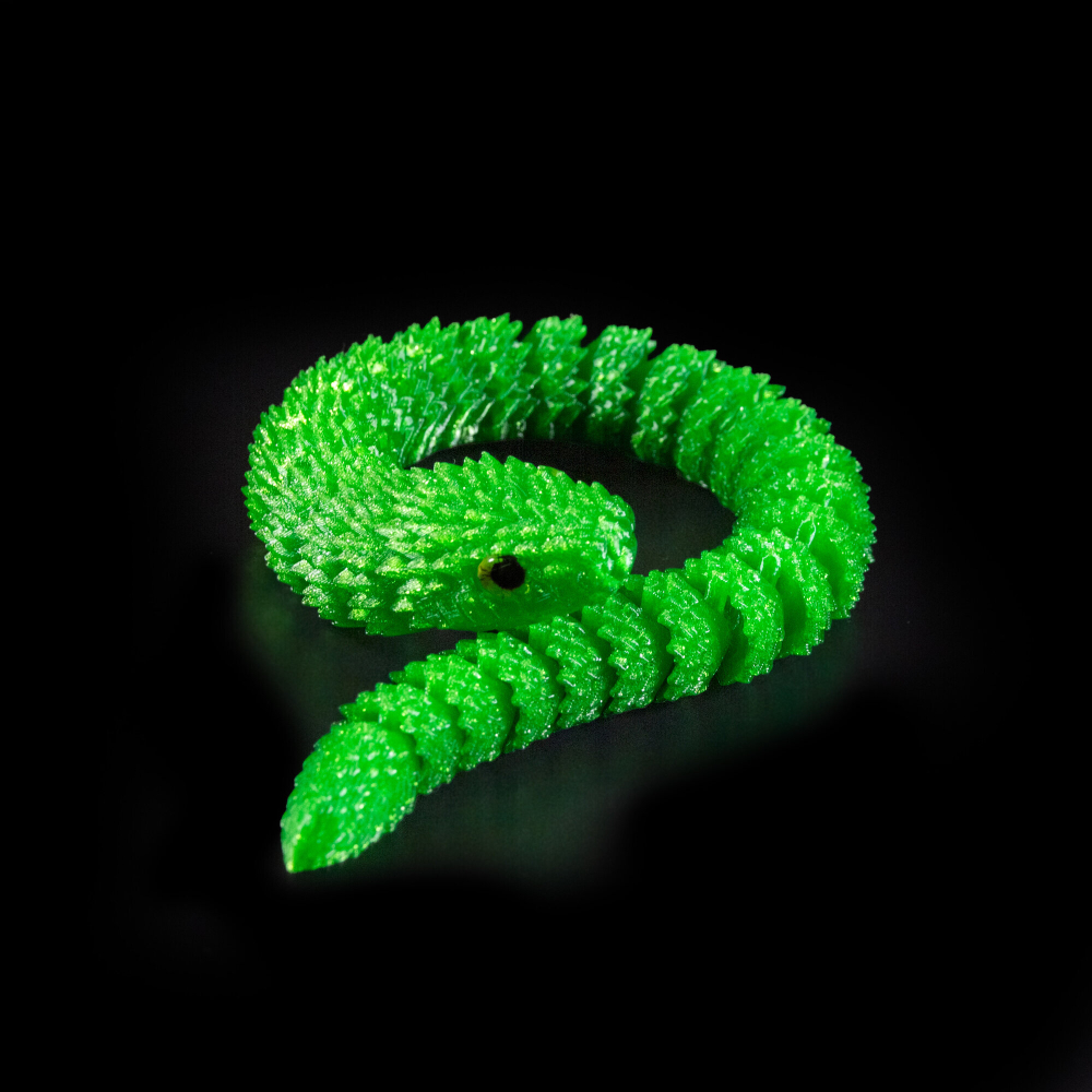 Фигурка змеи, змея игрушка антистресс "шипастая", зеленая, 32 см.