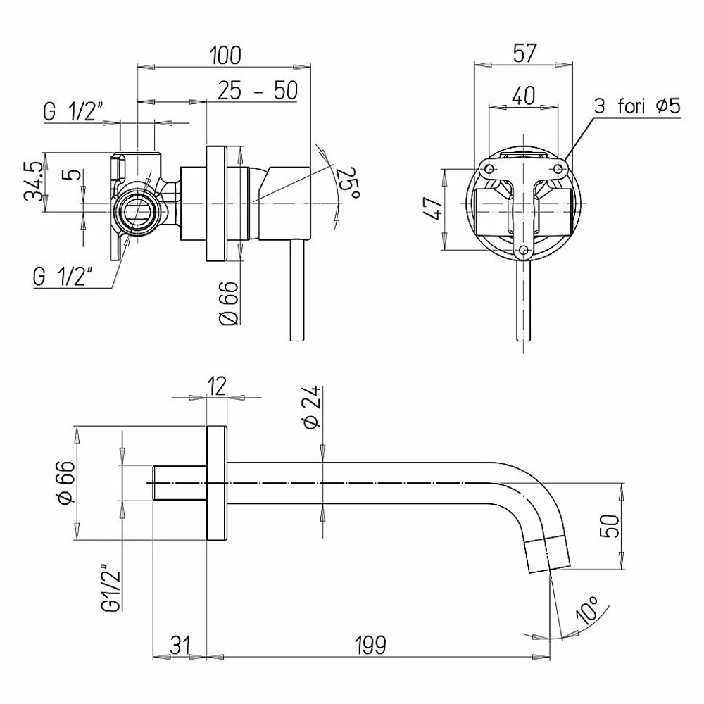 Смеситель для раковины Paini Cox 78PW208 никель брашированный