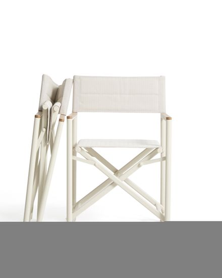 Складной уличный стул Tisno из алюминия цвета экрю и текстиля цвета экрю