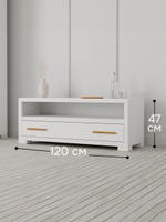 Тумба под телевизор, 120х43х47, Мэдисон, напольная, с ящиками, МДФ, белый, Dipriz