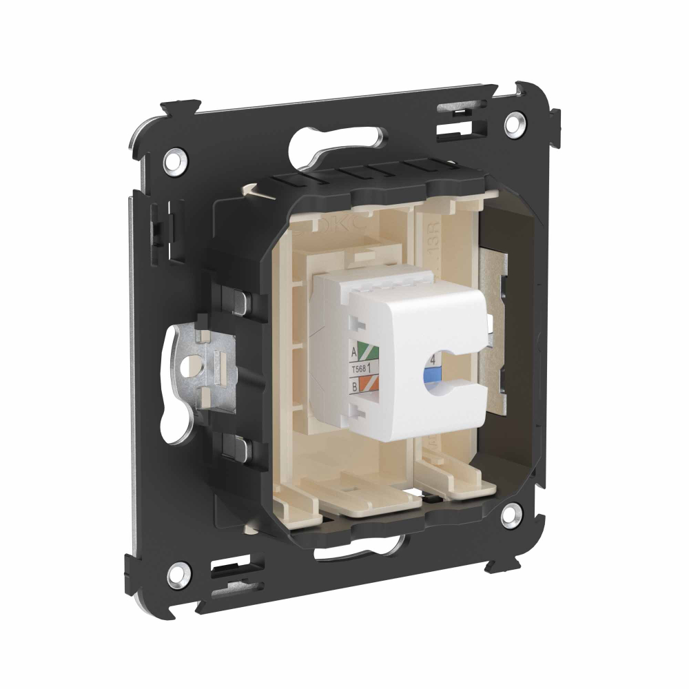 Телефонная розетка RJ-12 без шторки в стену одинарная, "Avanti", "Ванильная дымка"