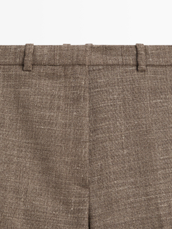 Massimo Dutti Широкие объемные брюки из шерстяной смеси, серо-коричневый