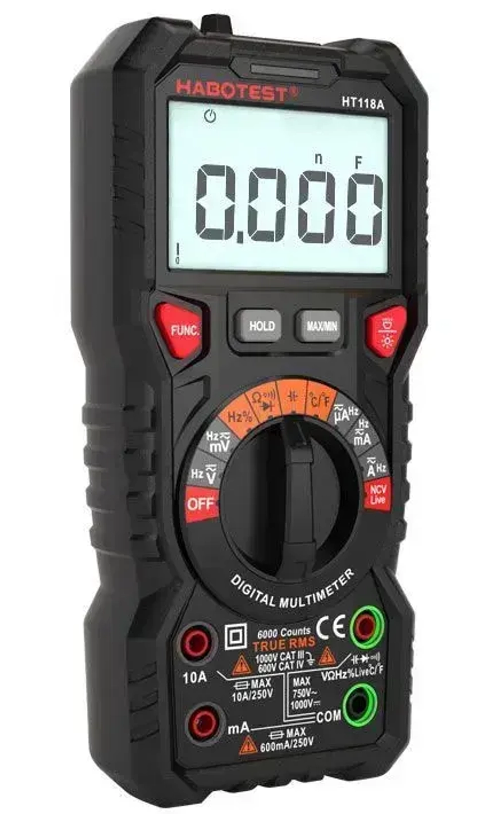 Цифровой мультиметр HT118A Habotest автомат емкость частота температура поиск проводки ток фаза фонарик подсветка True RMS