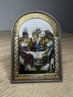 Св. Троица, икона арочная, пластик коричневый, эмаль 62x88
